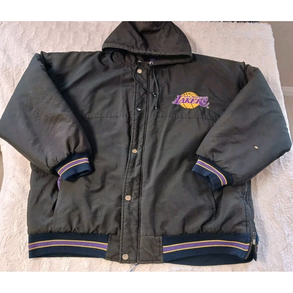 Vintage Los Angeles Lakers Jacket Mens Large Black Purple Starter *Read Descrip. - Picture 3 of 16